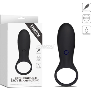  Черное эрекционное виброкольцо IJOY Rechargeable Stamina Ring 
