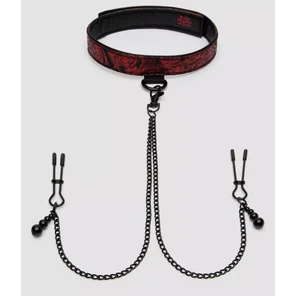  Ошейник с зажимами для сосков Reversible Collar Nipple Clamps 
