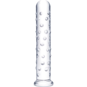  Прозрачный стеклянный фаллос с массажным рельефом 10 Extra Large Glass Dildo 25,5 см 