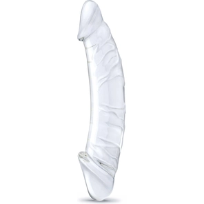  Прозрачный двухголовый стимулятор с рельефом 10,5 Girthy Realistic Glass Double Dong 26,7 см 