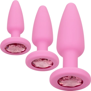  Набор из 3 розовых анальных пробок Crystal Booty Kit 
