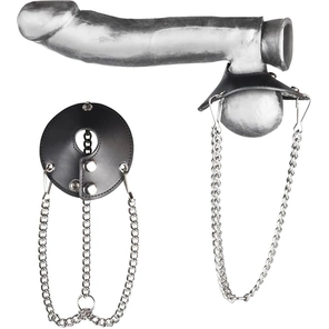  Утяжка для мошонки из искусственной кожи с цепочками PARACHUTE BALL STRETCHER 