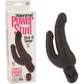  Черный виброфаллос для двойного проникновения POWER STUD 19 см 