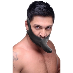  Черный кляп-страпон Masters Mini Face Fuck Strap-On 14 см 