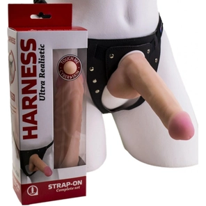  Страпон Harness из двух предметов: трусики с плугом и насадка-фаллос 17 см 