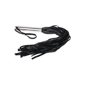  Черная кожаная плеть с металлической рукоятью Leather Whip Metal 50 см 