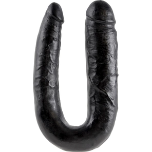  Черный двусторонний фаллоимитатор U-Shaped Large Double Trouble 44,4 см 