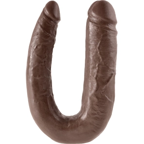  Коричневый двухголовый фалоимитатор U-Shaped Large Double Trouble 44,4 см 