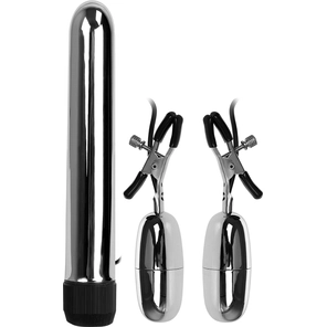  Набор из вибратора и вибростимуляторов для груди Turbo NippleClamps 