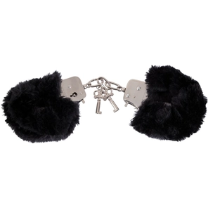  Черные меховые наручники Love Cuffs Black 