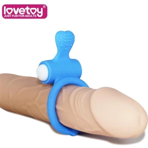 Голубое виброкольцо для пениса Power Heart Clit Cockring 