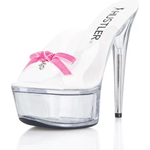  Прозрачные сабо с розовым бантиком Pink Bow 