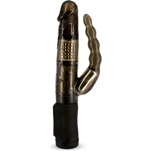  Дымчатый вибратор с анальным хвостом DOUBLE VIBE BLACK ROGER 21 см 