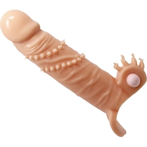  Телесная удлиняющая вибронасадка Penis Sleeve Connor 17 см 