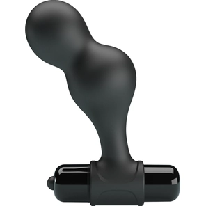  Черная анальная пробка с вибрацией Silicone Vibrating Anal Plug 10 см 