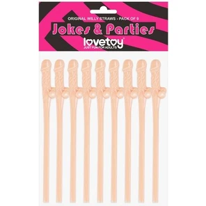 Телесные коктейльные трубочки с пенисами Original Willy Straws 9 шт 
