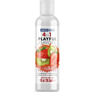  Массажный гель 4-в-1 Straw-Kiwi Pleasures с ароматом клубники и киви 29,5 мл 
