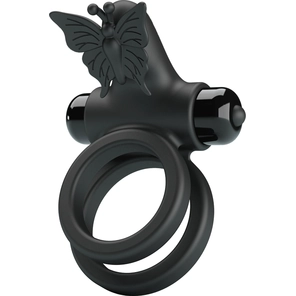  Черное эрекционное виброкольцо Passionate Ring IX 