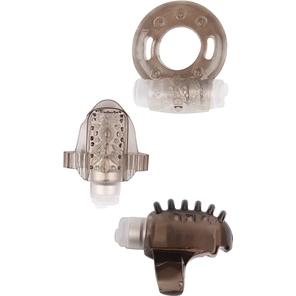  Набор из 3 дымчатых эрекционных колец с вибрацией Teasers Ring Kit 