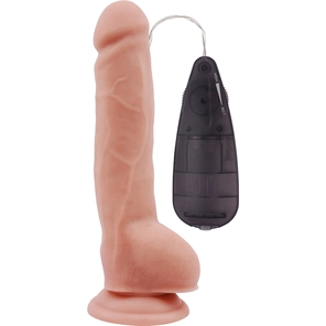  Телесный вибратор с мошонкой на присоске Extra Fun Vibrating Dildo 23,5 см 