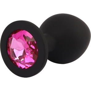  Черная анальная пробка с кристаллм Booty Fantasy Gem Plug M 8 см 
