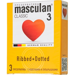  Презервативы с колечками и пупырышками Masculan Ribbed Dotted 3 шт 