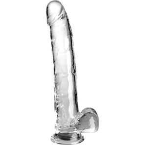  Прозрачный фаллоимитатор с мошонкой на присоске 11’’ Cock with Balls 30,5 см 