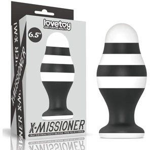  Черно-белая анальная втулка 6.5 X-Missioner Butt Plug 17 см 