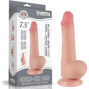  Телесный фаллоимитатор 7.5 Sliding Skin Dual Layer Dong на присоске 19,5 см 