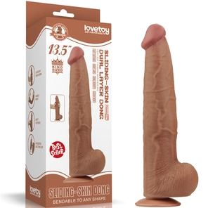  Коричневый фаллоимитатор 13.5 King Sized Sliding Skin Dual Layer Dong 34 см 