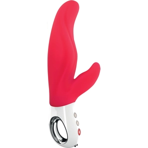  Красный вибратор с клиторальным отростком Lady Bi 22,1 см 