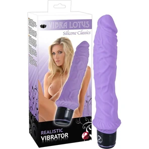  Фиолетовый реалистичный вибромассажёр с венками Vibra Lotus 25 см 