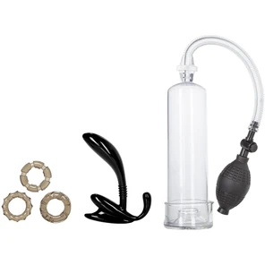  Мужской набор для любовных игр HIS ESSENTIAL PUMP KIT: анальный массажер, помпа, кольца на пенис 