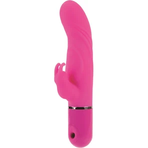  Розовый вибромассажер LIA DUAL LOVER 1 с клиторальным зайкой 21 см 