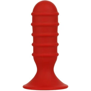 Красная ребристая пробочка из силикона MENZSTUFF RIBBED TORPEDO PLUG 10 см 