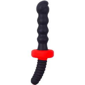  Чёрный двусторонний вибромассажер для анальной стимуляции MENZSTUFF ASS DAGGER KNOTTED 30 см 