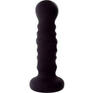  Чёрная рельефная пробка MENZSTUFF RIBBED PROBE 21 см 