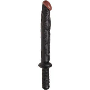  Чёрный фаллоимитатор с ручкой BIGSTUFF DONG WITH HANDLE 47 см 