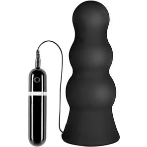  Чёрная анальная втулка большого размера с вибрацией MENZSTUFF VIBRATING BUTTCRASHER PAWN 20 см 