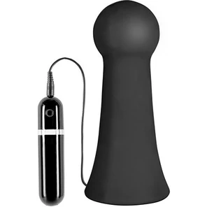  Большая чёрная вибропробка MENZSTUFF VIBRATING BUTTCRASHER BULBOUS 20 см 