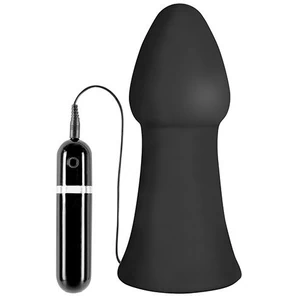  Большая чёрная вибропробка MENZSTUFF VIBRATING BUTTCRASHER CONED 20 см 