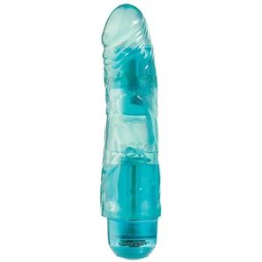  Голубой вибратор-реалистик JELLY JOY 7INCH 10 RHYTHMS BLUE 17,5 см 