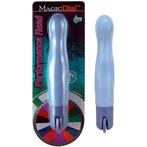  Голубой вибромассажёр с поворотным колёсиком Magic Dial 19,5 см 