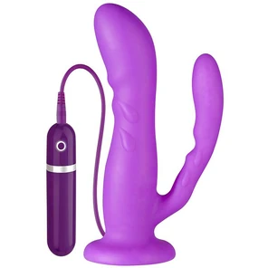  Анально-вагинальный вибромассажёр PURRFECT SILICONE 2WAYS VIBRATOR 17 см 