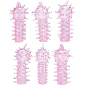  Набор из 6 розовых закрытых насадок с шипами TICKLER JELLY SLEEVE SET 