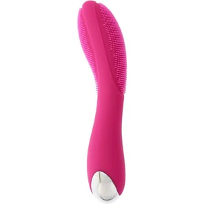  Розовый вибратор с поверхностью-щёточкой OLINA PINK 17 см 