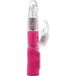  Хай-тек вибратор MAGIC TALES PINK CHARMED RABBIT с бусинами и отростком 20,5 см 