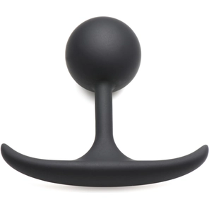  Черная анальная пробка с утяжелением Premium Silicone 3.3 Weighted Round Plug 8,4 см 