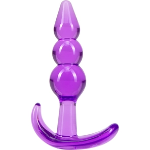  Фиолетовый анальный стимулятор Triple Bead Anal Plug 9 см 