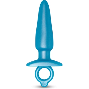  Голубая анальная пробка с кольцом Sleek Tapered Silicone Plug 15 см 